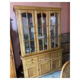 Thomasville solid oak china cabinet, 2 parts. Base can be used alone as a buffet