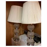 Pair of vintage bubble glass lamps