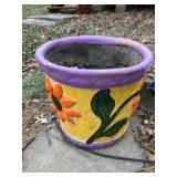 Brightly colored garden pot