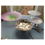Large bowl, Imperial candlewick cake pedestal, Skye McGhie pedestal dish