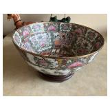 Large antique rose medallion Chinese punch bowl