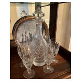 Waterford Crystal decanter w 6 goblets