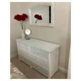 White wicker dresser w 6 drawers