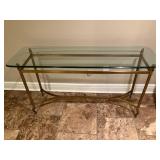 Brass and glass console table