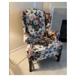 Wingback chair, Hickory and White