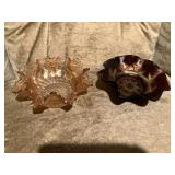 Carnival Glass ruffled bowls