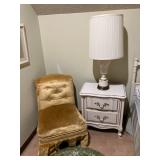Slipper chair, French Provincial nite stand