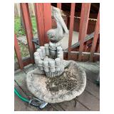 Concrete stork fountain topper