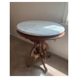 Victorian walnut table w marble top 