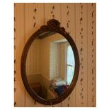 Antique oval mirror w gilded frame