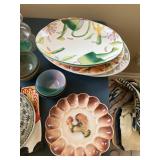 Large Clay Art Le Jardin platter, devilled egg plate