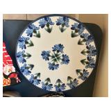 16" round Louisville Stoneware blue cornflower chop plate