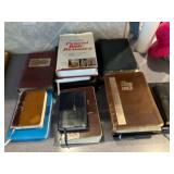 Many Bibles, some leather bound