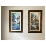 Pair of large framed prints