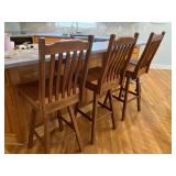 3 Solid oak bar chairs