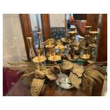 Brass: cocks, candlesticks