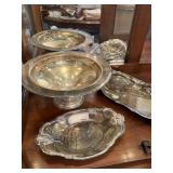 Silverplate trays, compote
