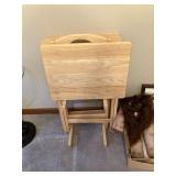 Set of 4 birch wood folding TV tables