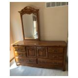 Dresser with 9 drawers and mirror