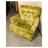 Vintage chair w chartreuse velour upholstery