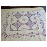 Hand quilted quilt w lavender embroidery