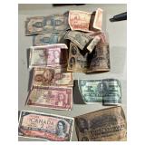 Old foreign paper currency