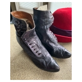 Antique black leather boots