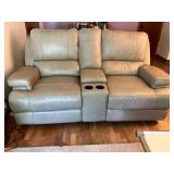 Leather loveseat w reclining ends