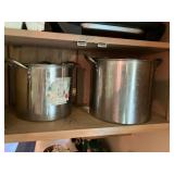 Large stainless steel stock pots