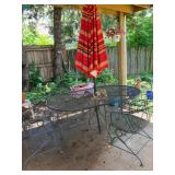 Wought iron patio table w 4 rocker-base chairs