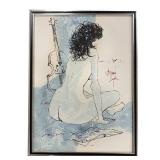 Lot 008-1 Mid-Century Acrylic on Canvas Female Nude