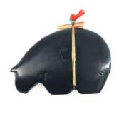 Lot 087 Jet Black Bear Carved Zuni Fetish