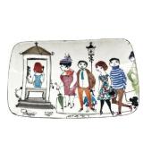 Lot 114 French "Crazy Years" Payphone Scene Enamel on Copper Tray