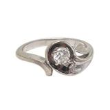 Lot 002   10 Bid(s) Beatty Jewelers Signed Old Mined Diamond Engagement Ring 14 K White Gold