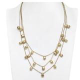 Lot 001   4 Bid(s) 18 K Italian Tear Drop Triple Strand Signed Bib Necklace