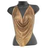 Lot 012   1 Bid(s) Whiting & Davis Metal Mesh Bronze Handkerchief Halter Top 1970s