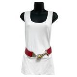 Lot 018   0 Bid(s) Vintage Silver Style Fish and Hook Belt Buckle With Red Leather Belt