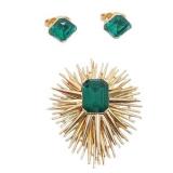 Lot 020   5 Bid(s) Crown Trifari 1960s Starburst Brooch and Earrings