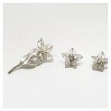 Lot 031   1 Bid(s) German Signed Silver Filigree Floral Brooch and Earring Set