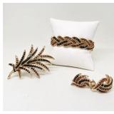 Lot 033   2 Bid(s) 1950s Crown Trifari Brooch, Bracelet and Earrings Suite