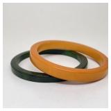 Lot 051   0 Bid(s) Bakelite Stackable Bangle Bracelets, Butterscotch and Green