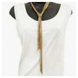 Lot 005   3 Bid(s) 1980s Gold Metal Mesh Tie Necklace