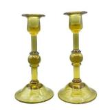 Antique AMberglass EAPG Candlesticks