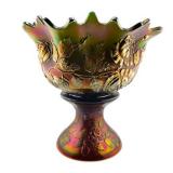 Lot 013-001   Fenton Carnival Glass "Wreath of Roses" Punch Bowl