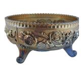 Lot 033  Imperial Carnival Glass "Luster Rose", Fruit Bowl Cobalt Blue