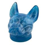 Lot 140   Vintage Blue Slag Glass French Bull Dog Paperweight