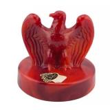   Fenton Eagle Bi-Centennial Art Glass Paperweight, Red
