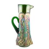 Lot 374 Fenton Carnival Glass Paneled Dandelion Pitcher, Green