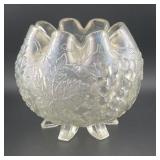 Lot 510 Dugan Carnival Glass Grape Delight Clear Iridescent Rose Bowl