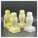 Lot 581 Degenhart "Wise Owl" Figurines, Four (4), Yellow and White Tones